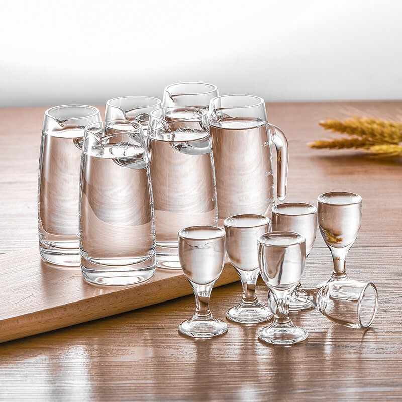 CLITON white wine cup wine dispenser 100ml wine set Maotai small wine glass scale divider wine pot wine cup 6 pots 6 cups