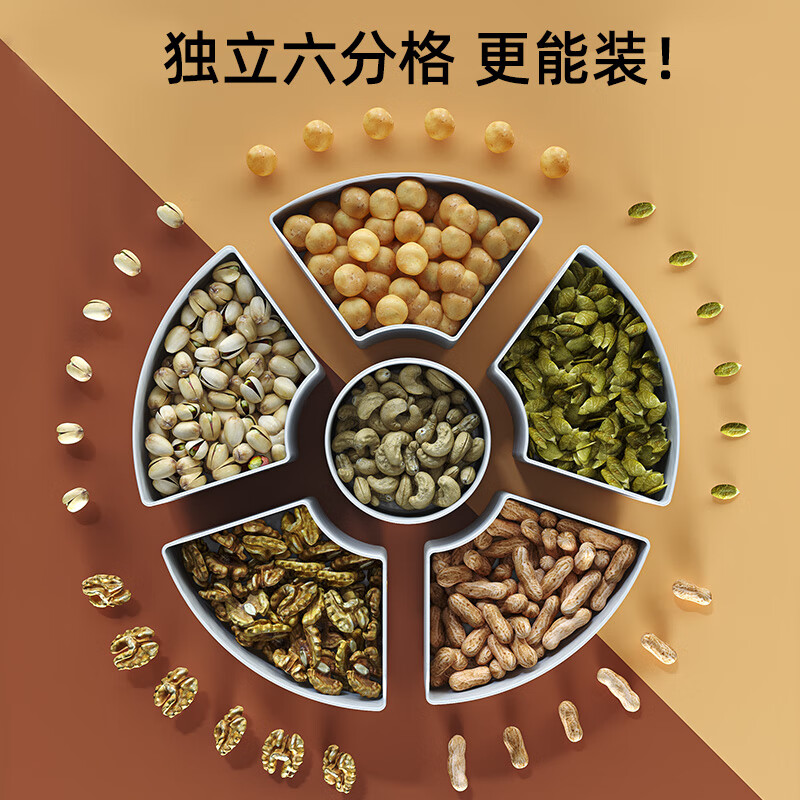 YTH sealed gridded dry fruit plate home living room snack candy storage box Internet celebrity moisture-proof new light luxury fruit plate coffee table light luxury upgraded version pure fat white