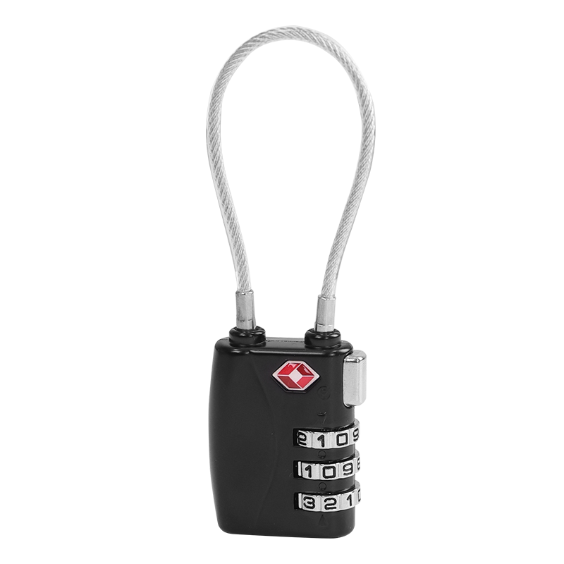 Ansairui TAS password lock padlock overseas luggage lock cabinet lock steel wire soft lock customs luggage backpack lock 32x100mm black 1C00260