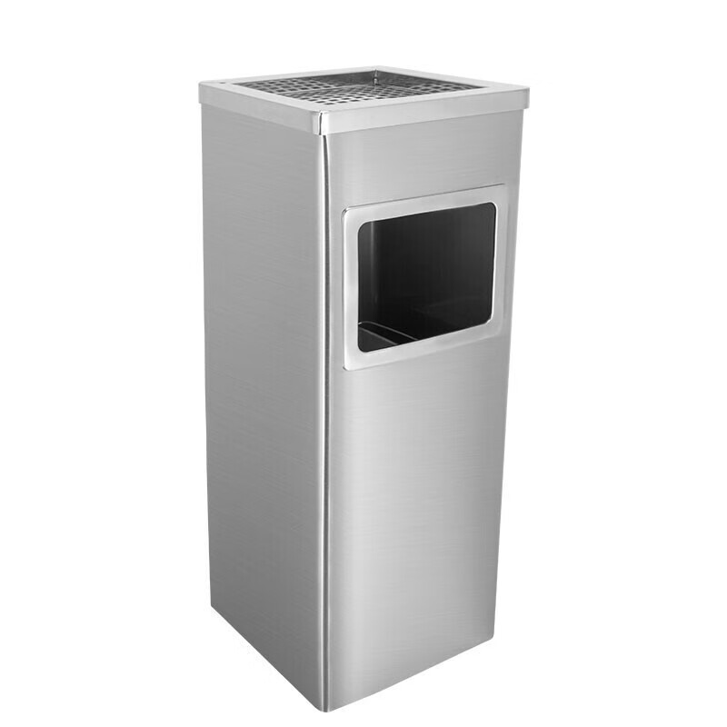 Supercloud stainless steel trash can with ashtray hotel lobby vertical ash bucket elevator entrance ash column cigarette extinguisher bucket ash bucket square bucket square stainless steel