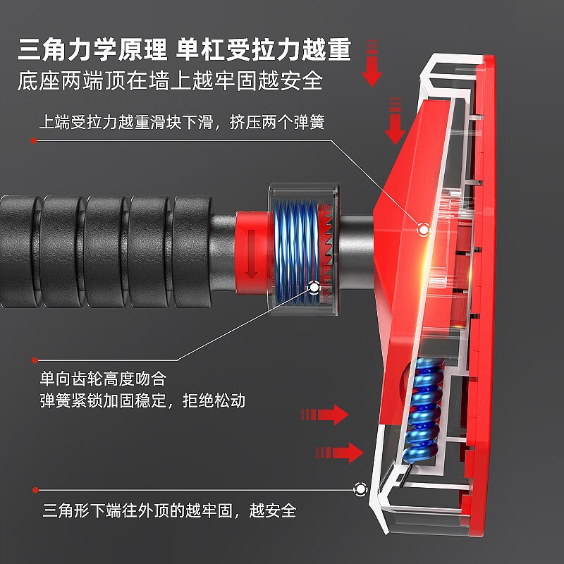 Helang horizontal bar punch-free indoor pull-up device for household door adults and children assist swing Olympic fitness equipment double spring + level / load-bearing 1280KG 95-135cm