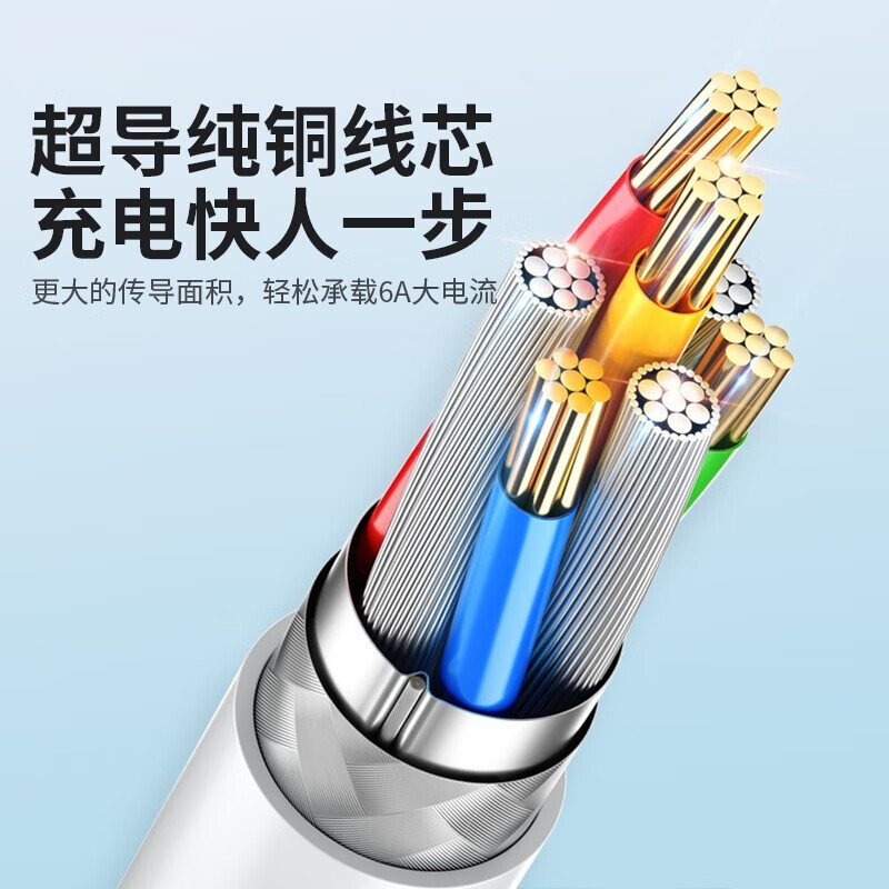 Zhongdeli Type-C data cable 6A super fast charging USB charging cable is universally suitable for Huawei Honor Android oppo Xiaomi vivo Samsung mobile phone 6A super fast charging SUB-Type-c