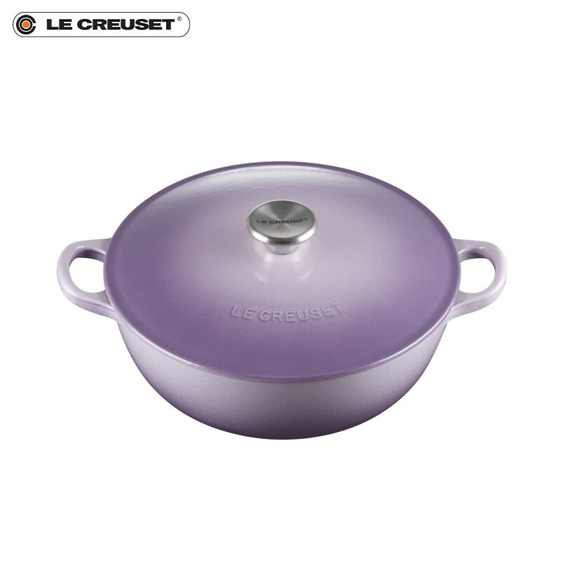 Le Creuset French imported enamel pot, cast iron pot, round pot, deep-burning pot, steaming, stewing, soup pot, micro-pressure pot, iris purple, family of 3-4, deep-burning pot iris purple, 24cm