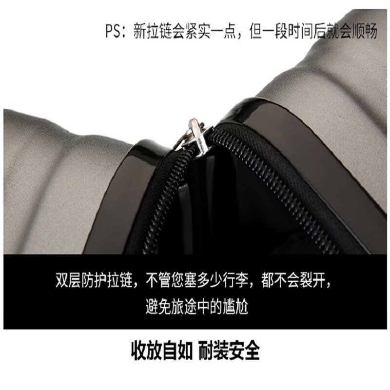 LUKEN Luggage Large Capacity Travel Trolley Case Men's Sturdy and Durable Student Password Box Boarding Free Check-in Zipper Leather Case Trendy Black Explosion-proof Zipper + Thickened Case 24 Inches One Week for Medium and Long-distance Business Trips