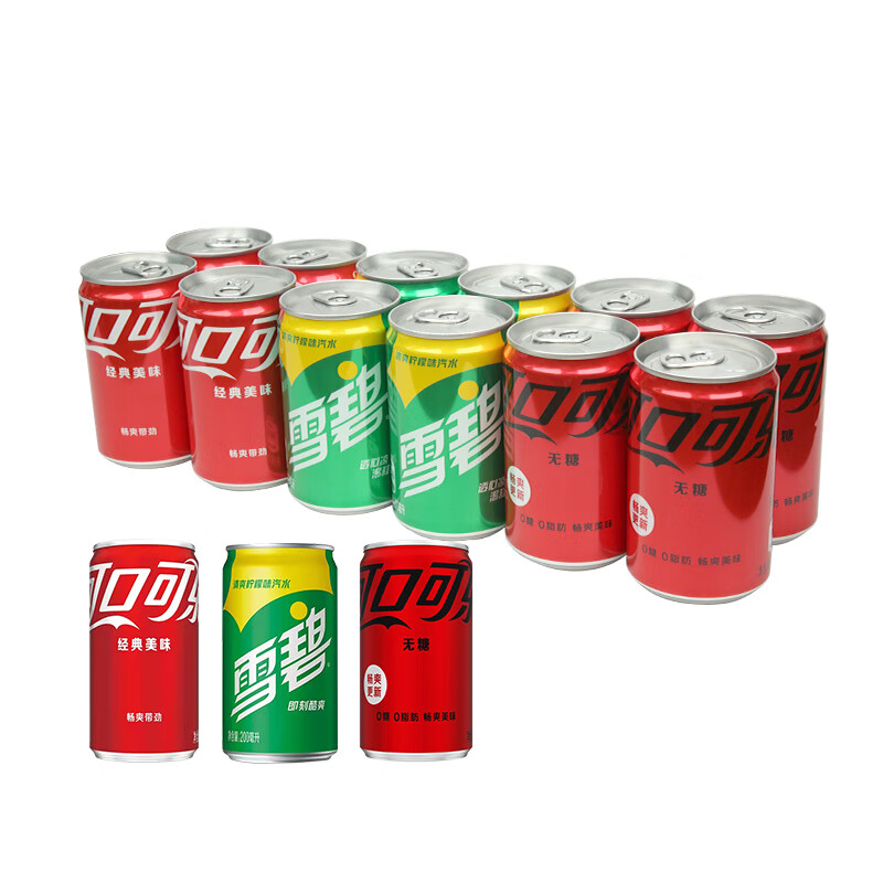 Coca-Cola soda drink Coke*4+Sprite*4+Coke Zero*4 200ml*12 cans mini cans New Year's goods
