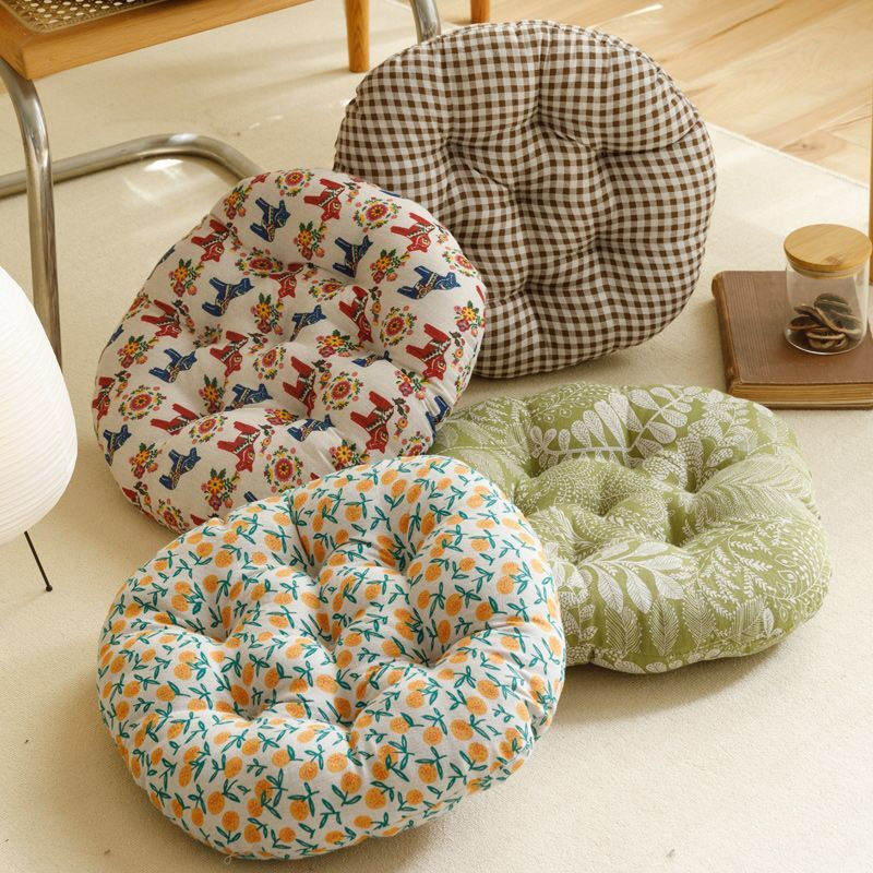 FANCYCHIC Large Cushion Large Futon Bay Window Cushion Japanese Tatami Sitting Floor Cushion Reliable Thick Cotton and Linen Style Round-Colored Trojan Diameter 45cm