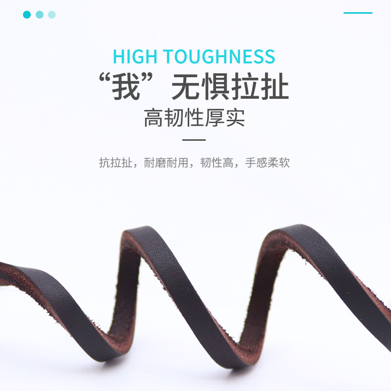 Petlimit dog rope chain, dog leash, small, medium and large dog p rope, pet supplies, anti-breakaway dog cowhide leash, black, width 0.6cm, length 129cm