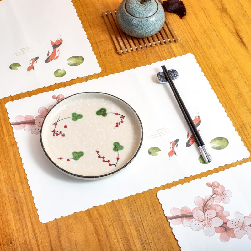 Disposable placemats, table mats, placemat paper, Japanese-style disposable placemats, Japanese-style table mats, thickened water-absorbent Japanese food shop plate mats, empty cicada (100 sheets)