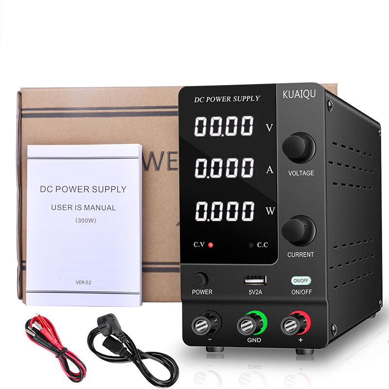 KUAIQU Mini Adjustable DC Regulated Power Supply Programmable Current Display Adjustable Power Supply Output Motor Test Power Supply SPPS-C605 60V/5A/Output Switch