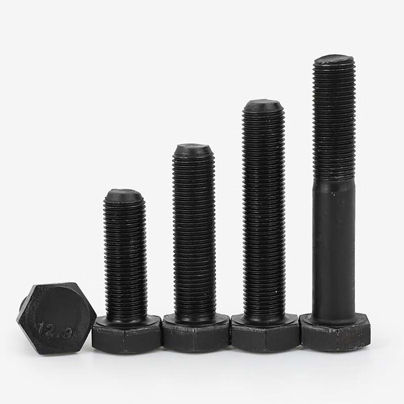 Ice energy level 12.9 high-strength half-thread external hex screw screw extended alloy steel bolt black half-threaded screw M12*60 half-thread 5 pieces