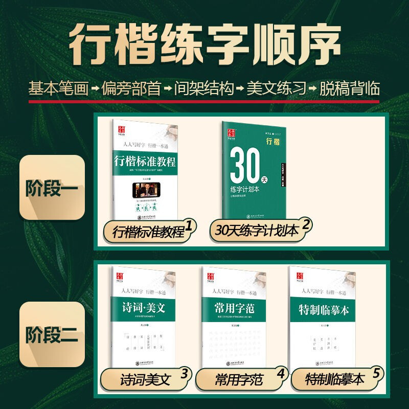 Huaxia Wanjuan calligraphy practice calligraphy practice book, a special exercise book for Wu Yusheng's hard pen, students and adults' cursive writing pen training pen, boys and girls' running calligraphy copybook, red handwriting calligraphy practice calligraphy practice copybook, 5 books