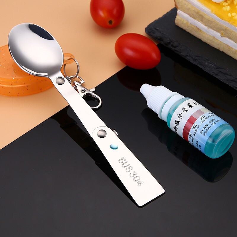 Changyin Creative 304 Stainless Steel Folding Spoon Outdoor Travel Portable Tableware Spoon Picnic Tableware Spoon Rice Spoon Fork Spoon Style Red Box