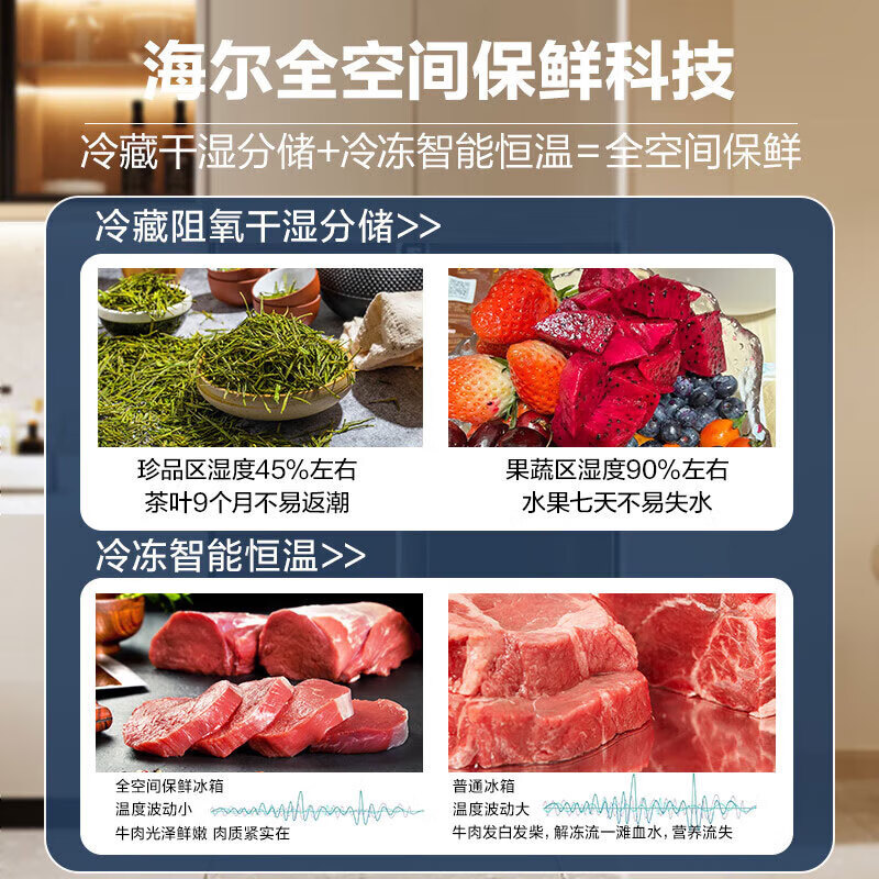 Haier dual system 553L full space freshness preservation zero distance free embedded French four-door refrigerator household first-class energy efficiency ultra-thin zero embedded 553L Xingyun silver + full space freshness + zero distance embedded + independent dual system