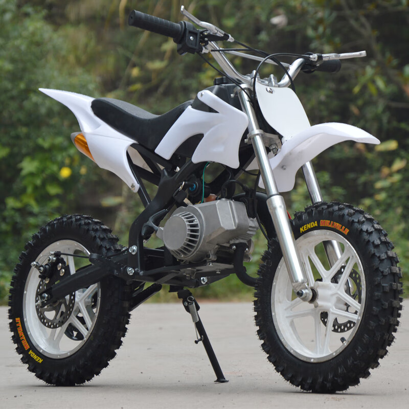 Langchuang (LANGCHUANG) two-stroke children's motorcycle pull start motorcycle off-road vehicle entertainment adult mini racing fuel model enlarged wheels and off-road tires white