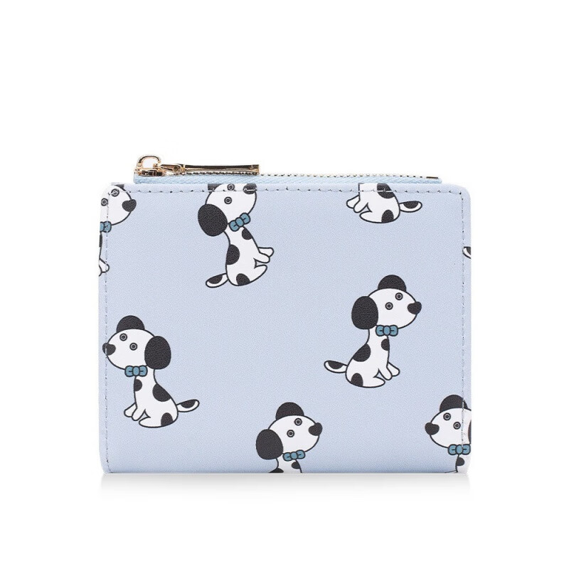 DIJIALE printed cute personality women's short wallet casual compact multi-card slot zipper coin purse unisex card holder black