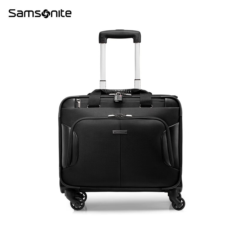 Samsonite Business Captain's Carry-on Case Business Travel Luggage Front Opening Soft Box Convenient Trolley Case BP0 15.6 inches Black