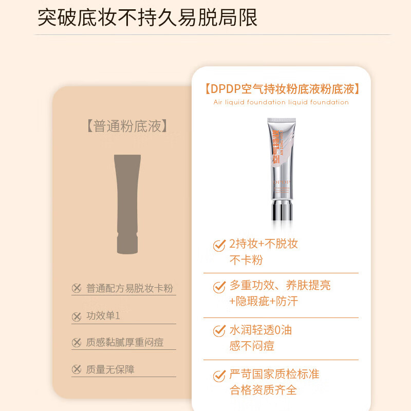 DPDP Air Lasting Liquid Foundation Loose Powder Combo Concealer Long-lasting Moisturizing Brightening Moisturizing Warm Skin Color + Clear White