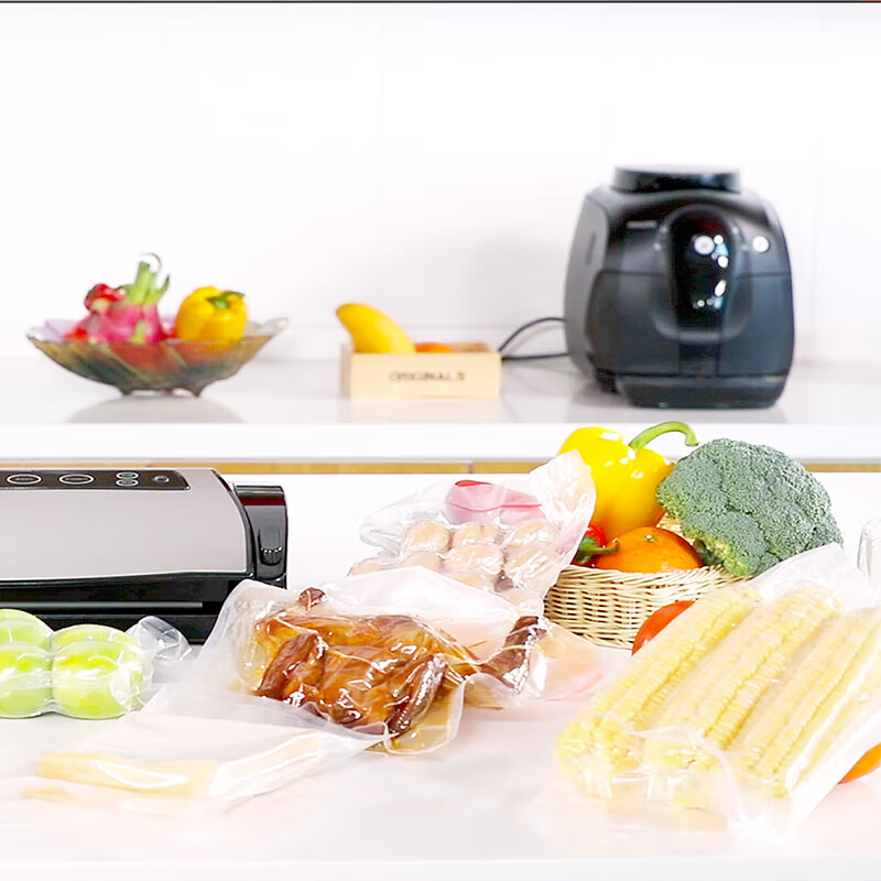 Deli vacuum machine automatic air extractor packaging machine household commercial plastic sealing machine food plastic sealing bag packaging bag food grade vacuum bag 50 pieces 20*25cm