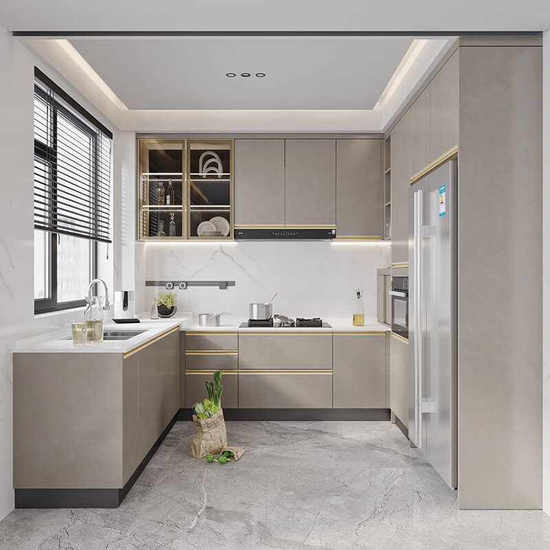 Renjuyi Boli integrated cabinets small apartment kitchen kitchen cabinets quartz stone countertops stove cabinets custom-made prepayment Jian Hera cabinet customization consultation customer service can save another 500 yuan