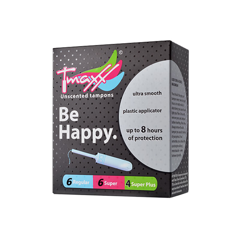 Tmaxx tampons, long catheter-inserted cotton swabs, built-in sanitary napkins for day and night use, mixed 16 pieces (3 boxes)