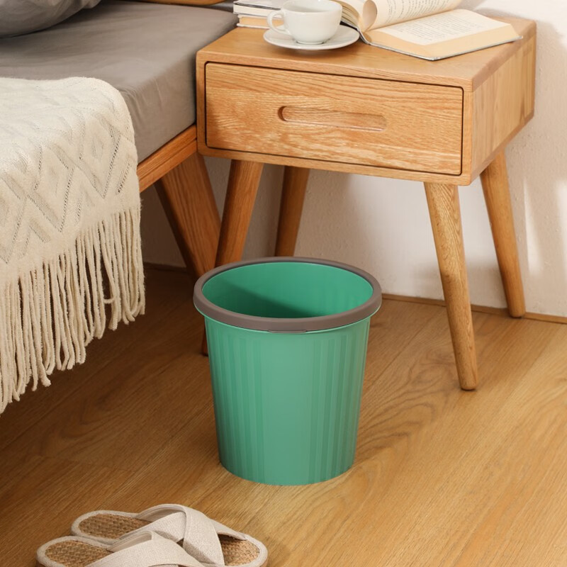 Meiya Trash Can Large Capacity Home Press Ring Kitchen Bedroom Office Bathroom Classification Wastebasket Random Color Press Ring Design Green 8L