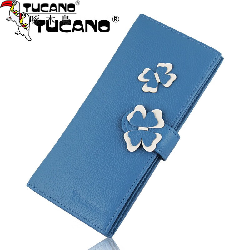 Woodpecker (TUCANO) Women's Wallet Long Thin Leather New Style Fashion Simple First Layer Cowhide Women's Wallet Student Wallet Pink Love Style