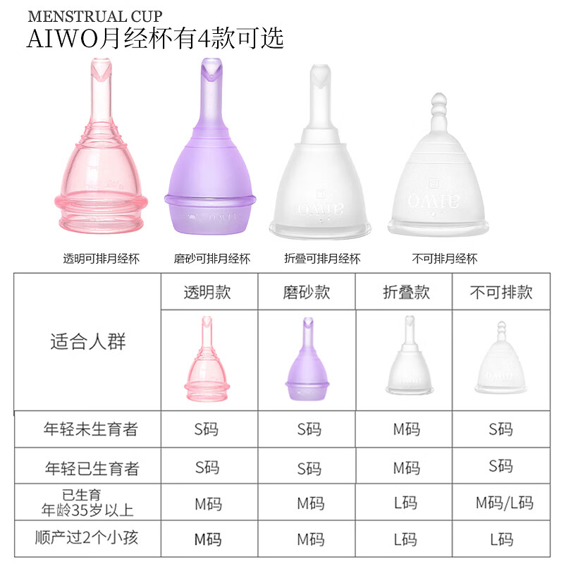 AIWO Beibei Menstrual Cup Silicone Drainable Menstrual Cup for Auntie, Prevents Side Leakage during Menstrual Period, Can Swim, Third Generation Telescopic, White + Sterilizer + Gift Pack M Code