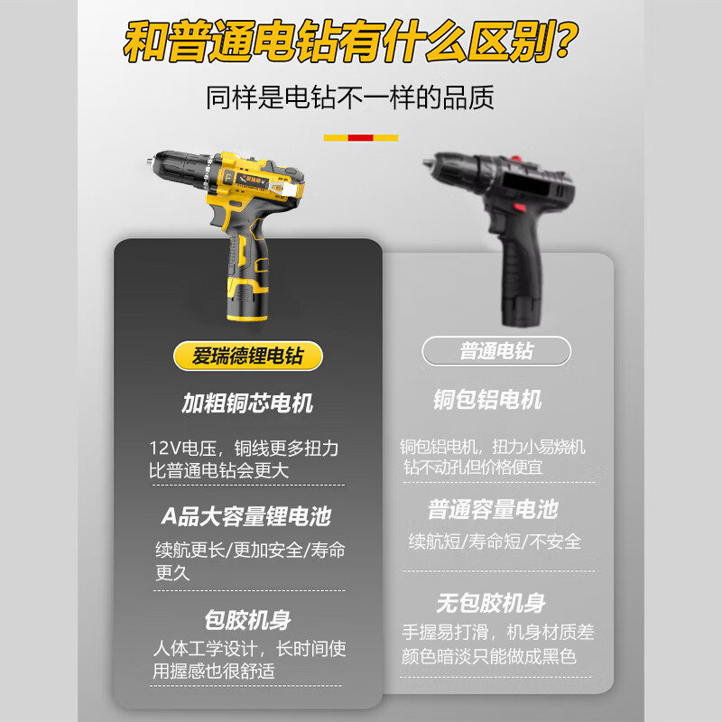 Aired electric hand drill household rechargeable electric drill electric screwdriver lithium battery pistol drill electric screwdriver electric tool