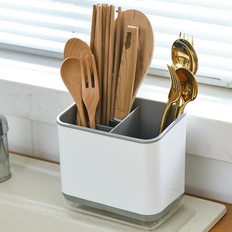 Ji Meng Kitchen Chopsticks and Spoon Storage Rack Knife and Fork Storage Box Chopstick Tube Chopstick Cage Drain Rack Countertop Chopstick Cage Rack Black