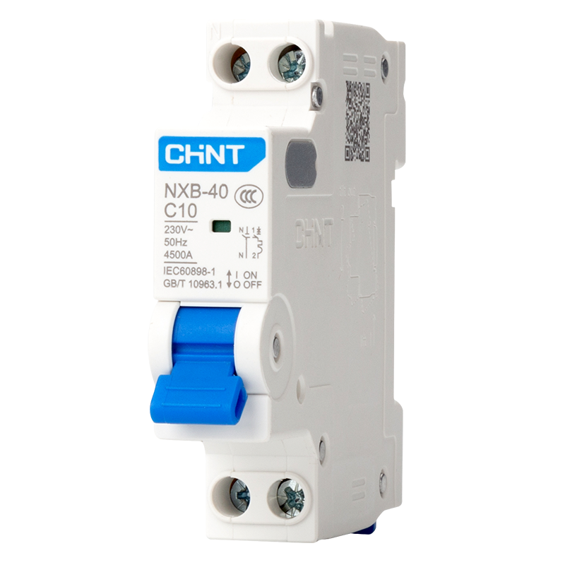 Chint (CHNT) household air switch NXB miniature circuit breaker 40 frame 1P+N overload air switch NXB-40-1PN-C10 25A