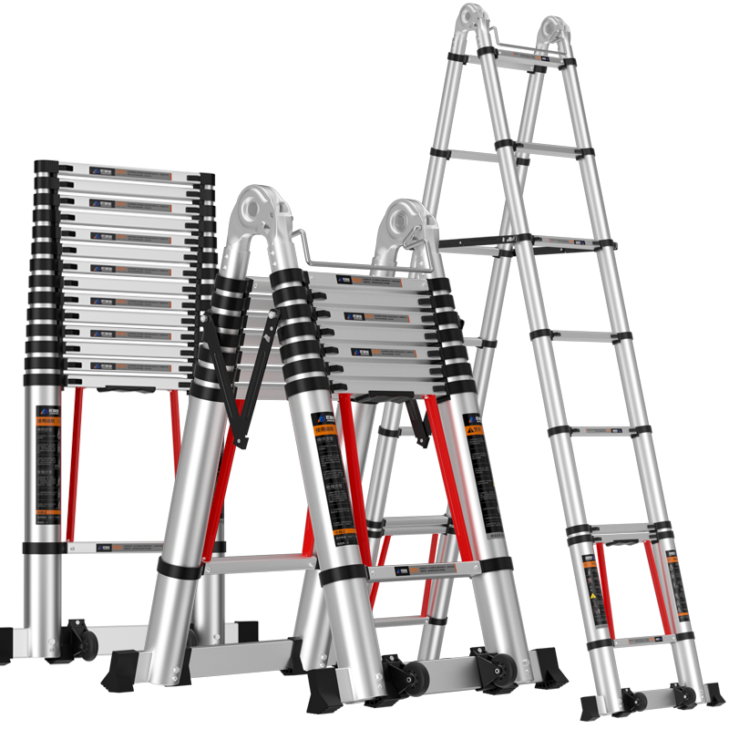 Ladder Telescopic Ladder Herringbone Ladder Aluminum Alloy Thickened Portable Folding Lifting Home Multifunctional Engineering Stairs Multifunctional 2.1m Free Installation + Extra Large Joints
