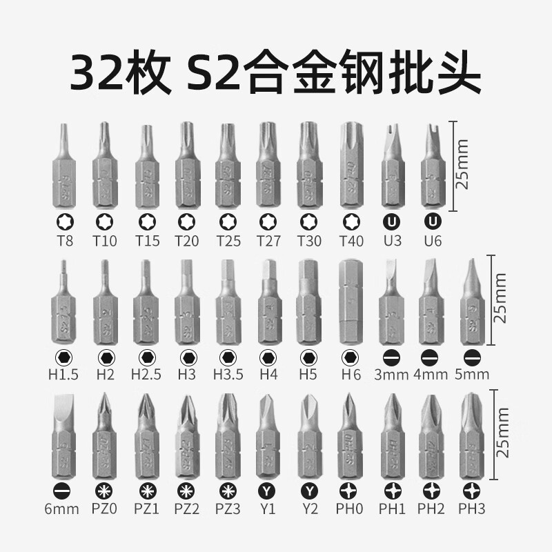 MASTERPROOF screwdriver bit set, strong magnetic and super hard one-word cross hexagonal electric drill driver, small screwdriver set