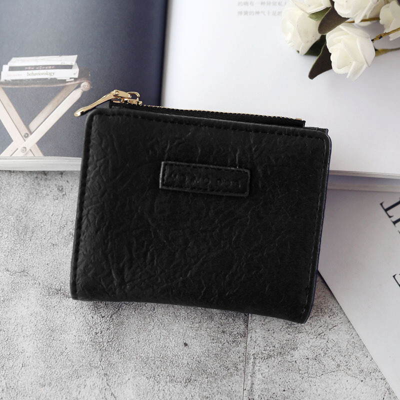 Bags for women 2022 wallet women's short student Korean version cute fresh folding simple literary forest buckle women's bag painted green