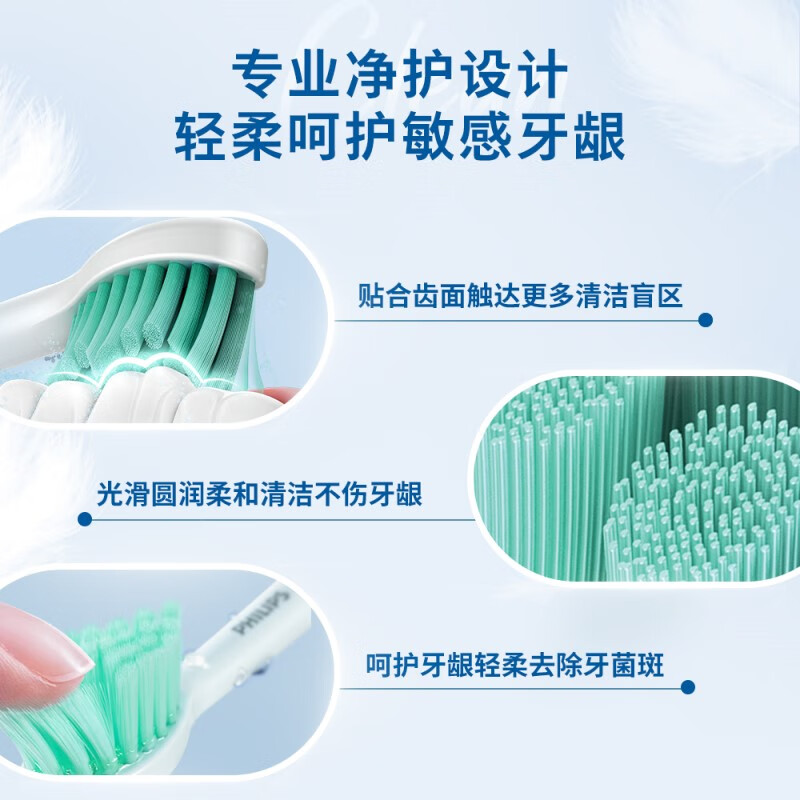 Philips (PHILIPS) electric toothbrush head official original adapter small feather brush series brush handle clean and bright white 5 pieces HX2025/02