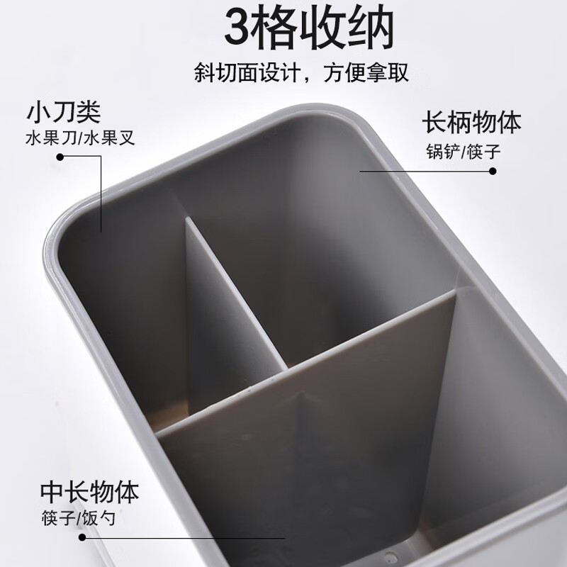 Ji Meng Kitchen Chopsticks and Spoon Storage Rack Knife and Fork Storage Box Chopstick Tube Chopstick Cage Drain Rack Countertop Chopstick Cage Rack Black