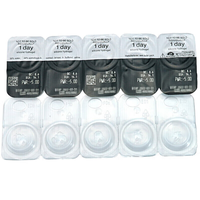 Cooper Optical Oxygen Clear Imported Transparent Contact Lenses Silicone Hydrogel Daily Disposable 30 Pieces 525 Degrees
