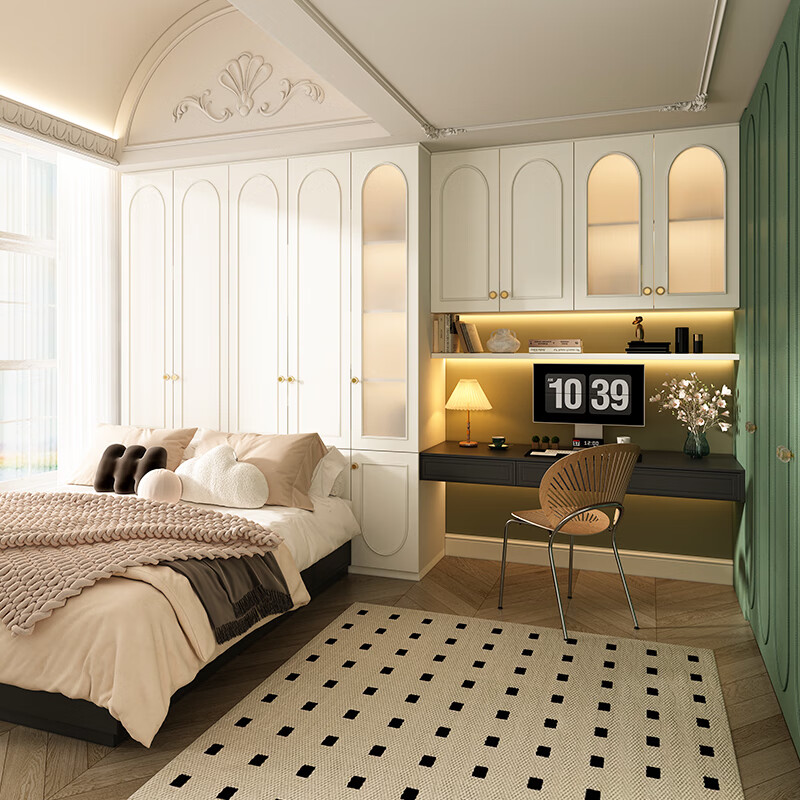 PIANO Nanyang retro style tatami whole house customized wardrobe and bookcase combination integrated children's room furniture combination Customized prepayment (ask customer service to receive free design)