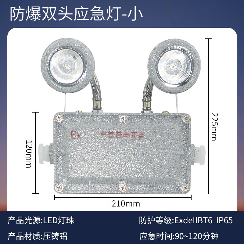 LED explosion-proof double-head emergency light IIC fire evacuation sign and exit stainless steel sign light integrated explosion-proof emergency lighting small