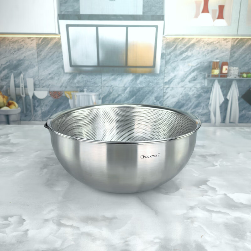 ChockMen Zhuo Deming 18/10 stainless steel drain basket washing basin cooking basin rice washing basin 19-22-25-28cm 4-piece set 28cm