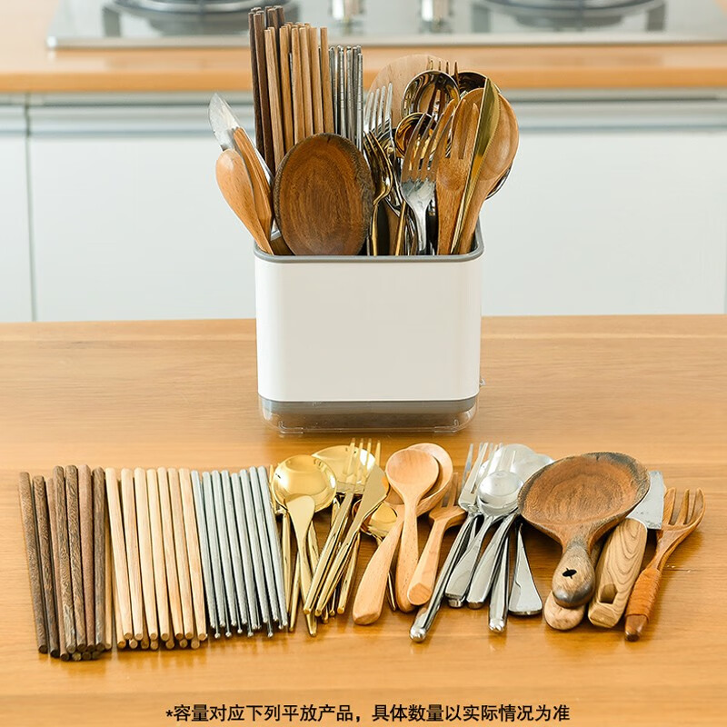Ji Meng Kitchen Chopsticks and Spoon Storage Rack Knife and Fork Storage Box Chopstick Tube Chopstick Cage Drain Rack Countertop Chopstick Cage Rack Black