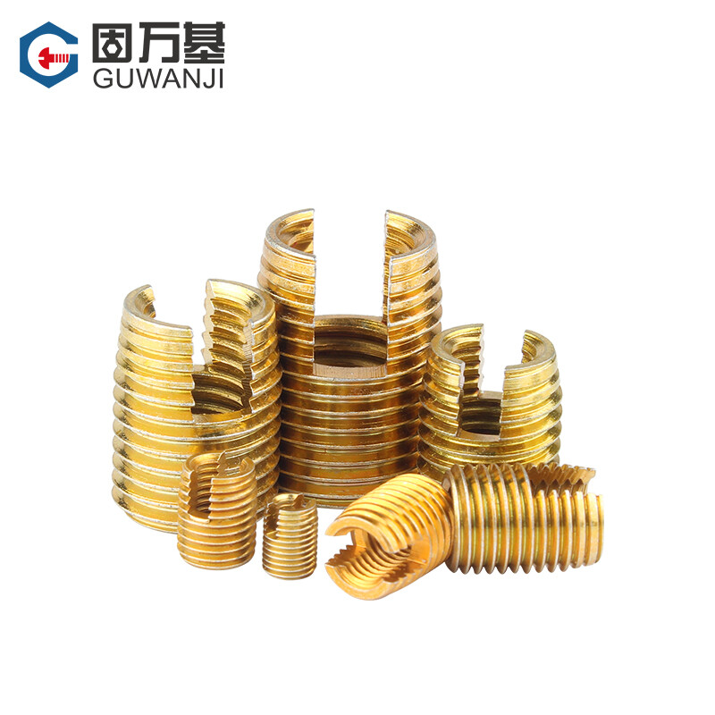 Guwanji 303 stainless steel 302 type self-tapping braces self-tapping screw sleeves color zinc thread sheath bushing slotted thread protection sleeve M6*M9*12 color zinc carbon steel-5 pieces