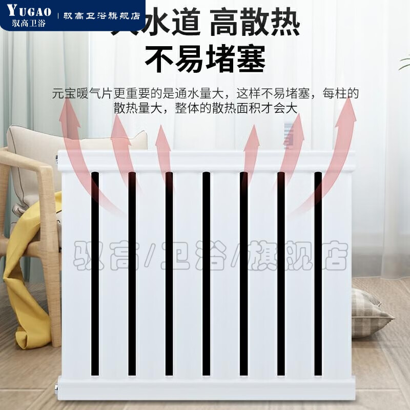 Yugao radiator household water heating thickened coal-to-gas 8050 engineering sheet steel wall-mounted radiator 8050 thickened - center distance 600*6 columns (length 60 cm)