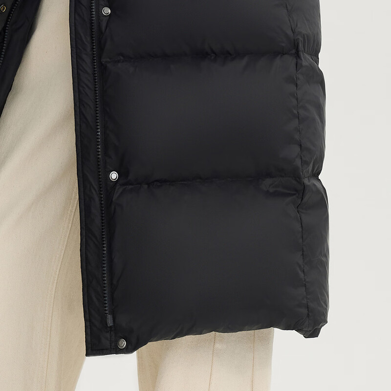 Elaiyi Goose Down Jacket Women's U-shaped Pillow Long Hooded Thickened Warm Winter New Year Jacket Carbon Black M