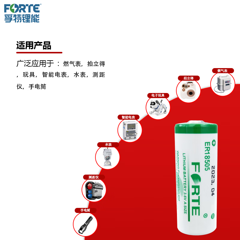 FORTE ER18505 smart water meter heating thermal flow meter smoke alarm locator PLC servo 3.6V lithium battery ER18505-bare battery