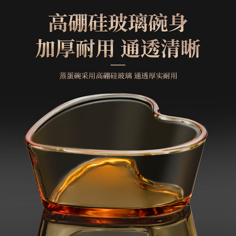 Heqing glass steamed egg bowl baby food supplement bowl kitchen household water-proof stew pot steamed egg custard bowl high temperature resistant small bowl 2 pieces thickened high borosilicate glass