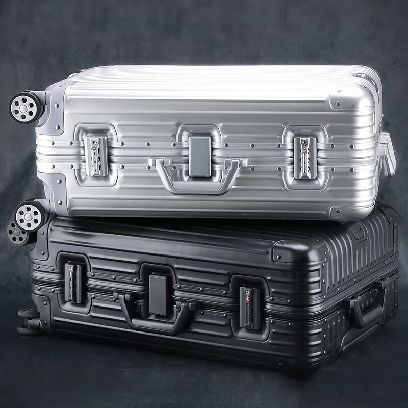 EAZZ all-aluminum magnesium alloy aluminum-magnesium trolley case aluminum frame men's and women's suitcase universal wheel boarding case travel suitcase all-aluminum magnesium alloy silver 22 inches for short and medium distance travel