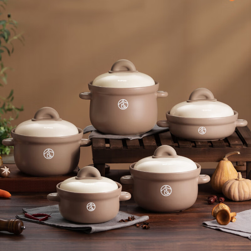 SUPOR ceramic clay pot ceramic high temperature resistant traditional stew pot casserole stew soup clay pot rice boiling medicine decoction pot Chinese medicine clay pot TB35UA1 3.5L
