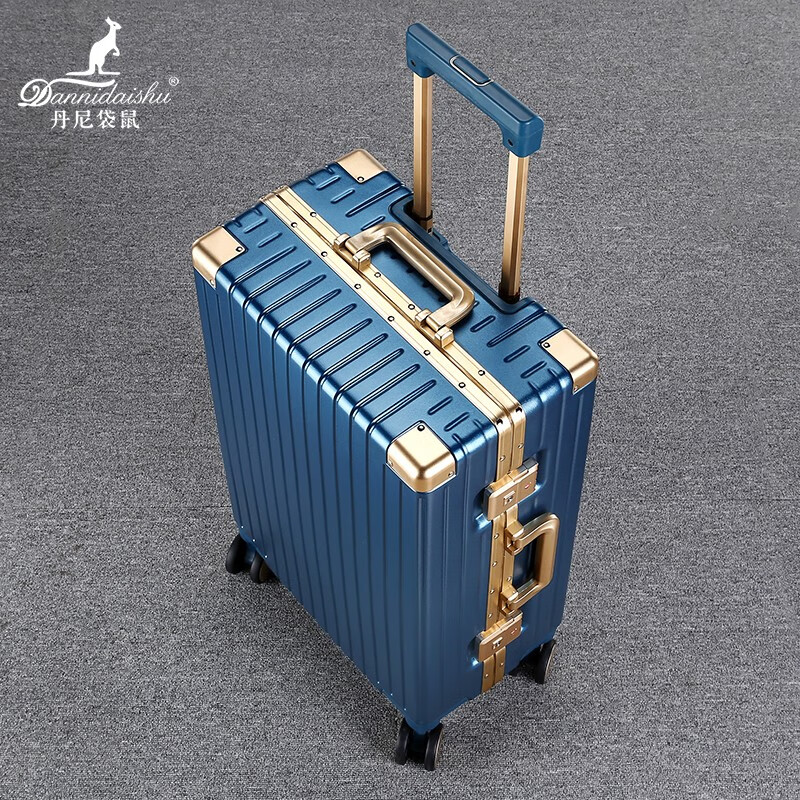Danny Kangaroo Trolley Case Aluminum Frame Men's and Women's PC Suitcase Universal Wheel Password Box Carry-on Case Phnom Penh Sapphire Blue Buckle 20-inch Carry-on Case