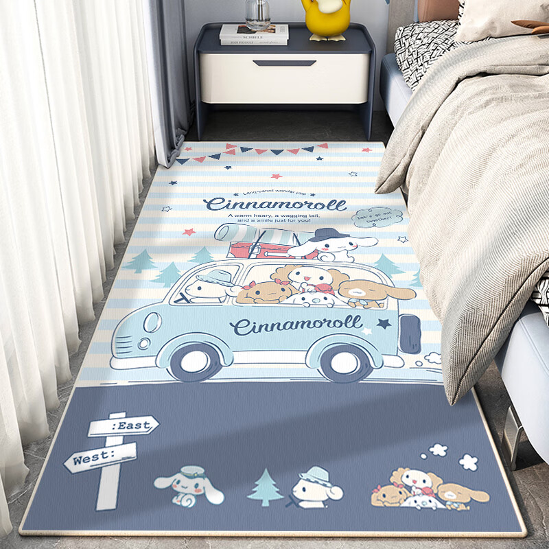 Jixiang thickened cartoon bedside blanket bedroom strip children's room wash-free balcony tatami bay window customizable living room carpet Doraemon Dora 60X160 cm