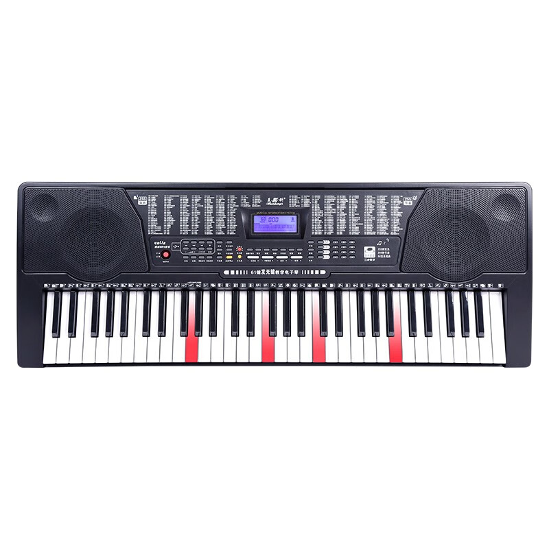 Meirkergr MK-975 (smart version) multi-functional smart electronic keyboard with light and 61-key piano keys, connected to USB flash drive, mobile phone pad with piano stand